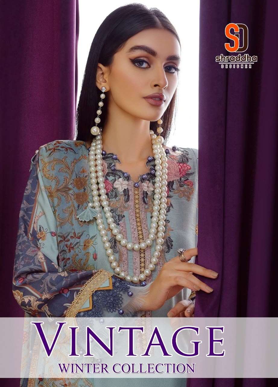 SHARADDHA DESIGNER VINTAGE WINTER COLLECTION PASMINA PRINTED PAKISTANI SUIT WHOLESALER